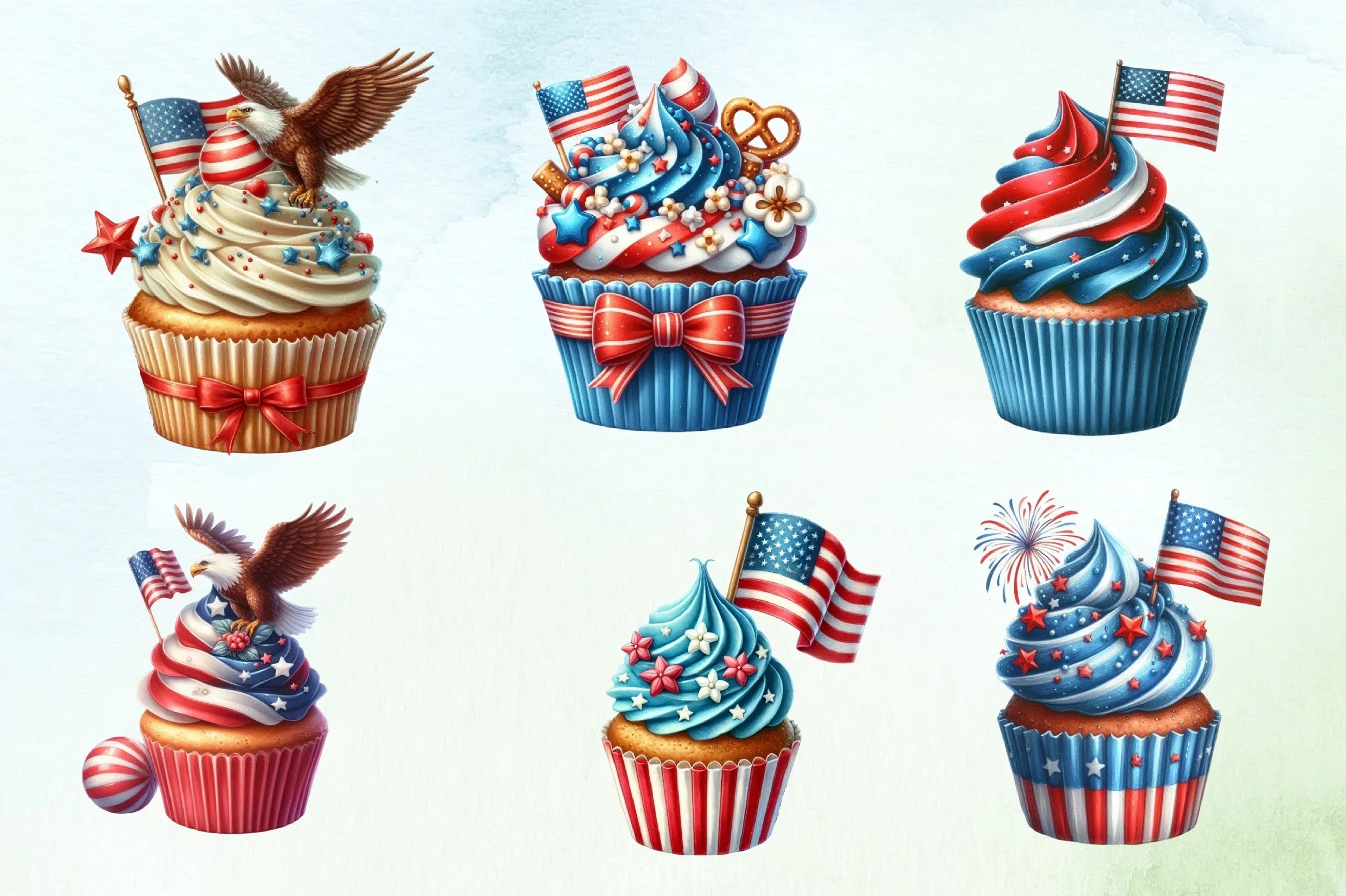 4th of July Cupcakes Clipart Bundle - CraftNest - Digital Crafting and Art