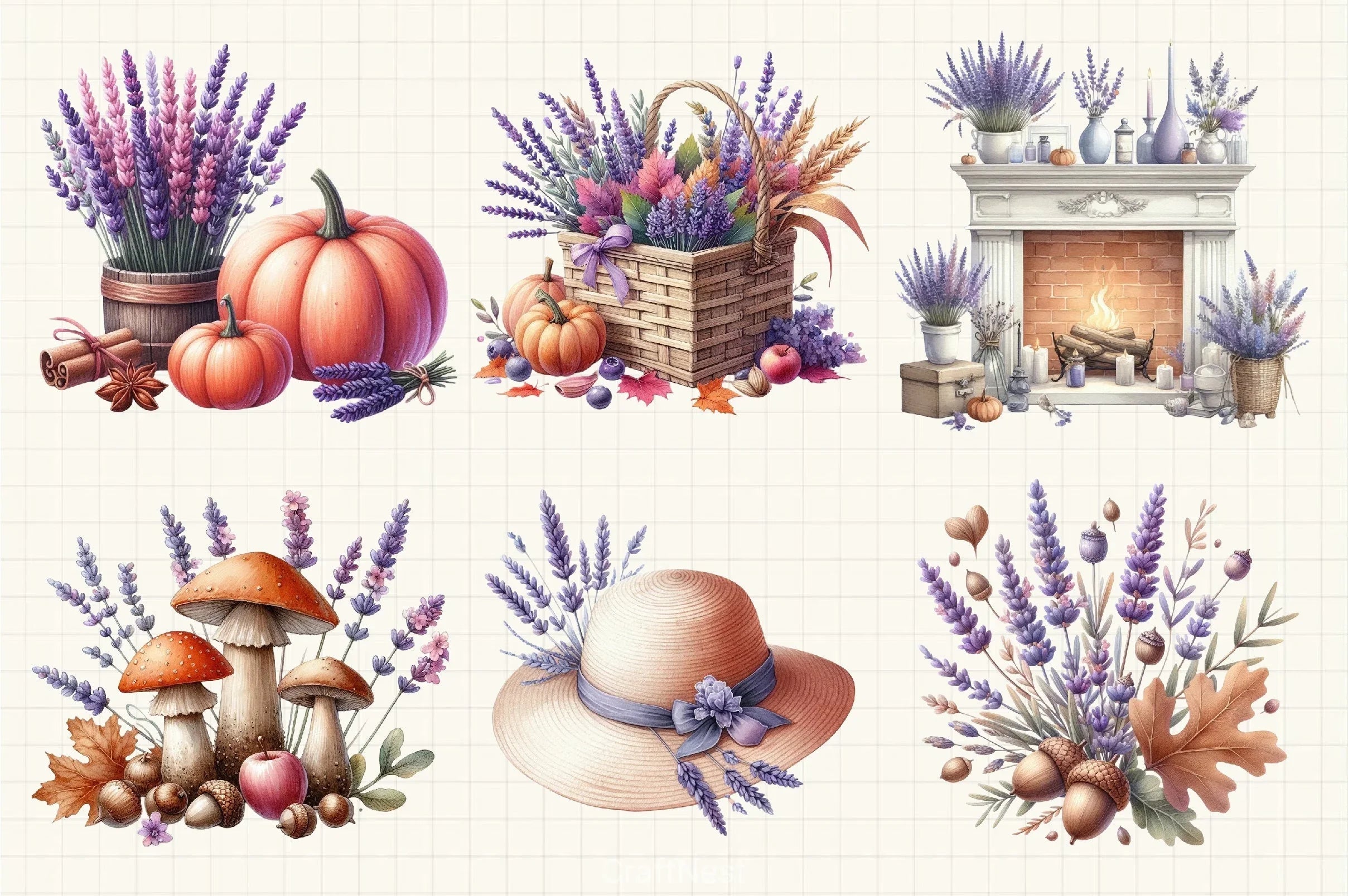 Lavender Fall Clipart Bundle - CraftNest - Digital Crafting and Art