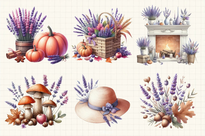 Lavender Fall Clipart Bundle - CraftNest - Digital Crafting and Art