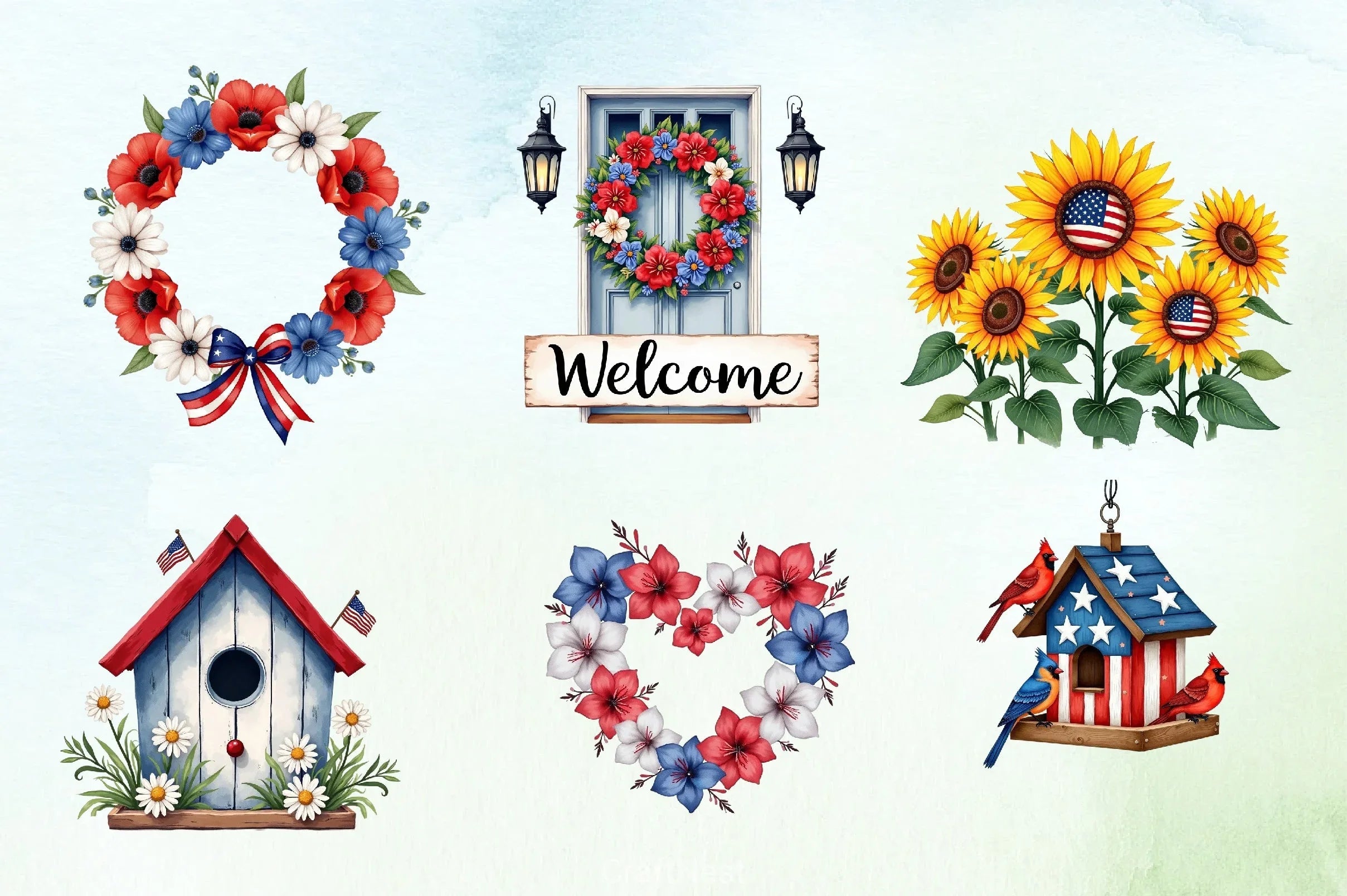 Patriotic Garden Clipart Bundle 3 - CraftNest - Digital Crafting and Art