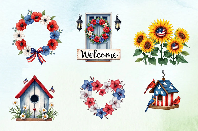 Patriotic Garden Clipart Bundle 3 - CraftNest - Digital Crafting and Art