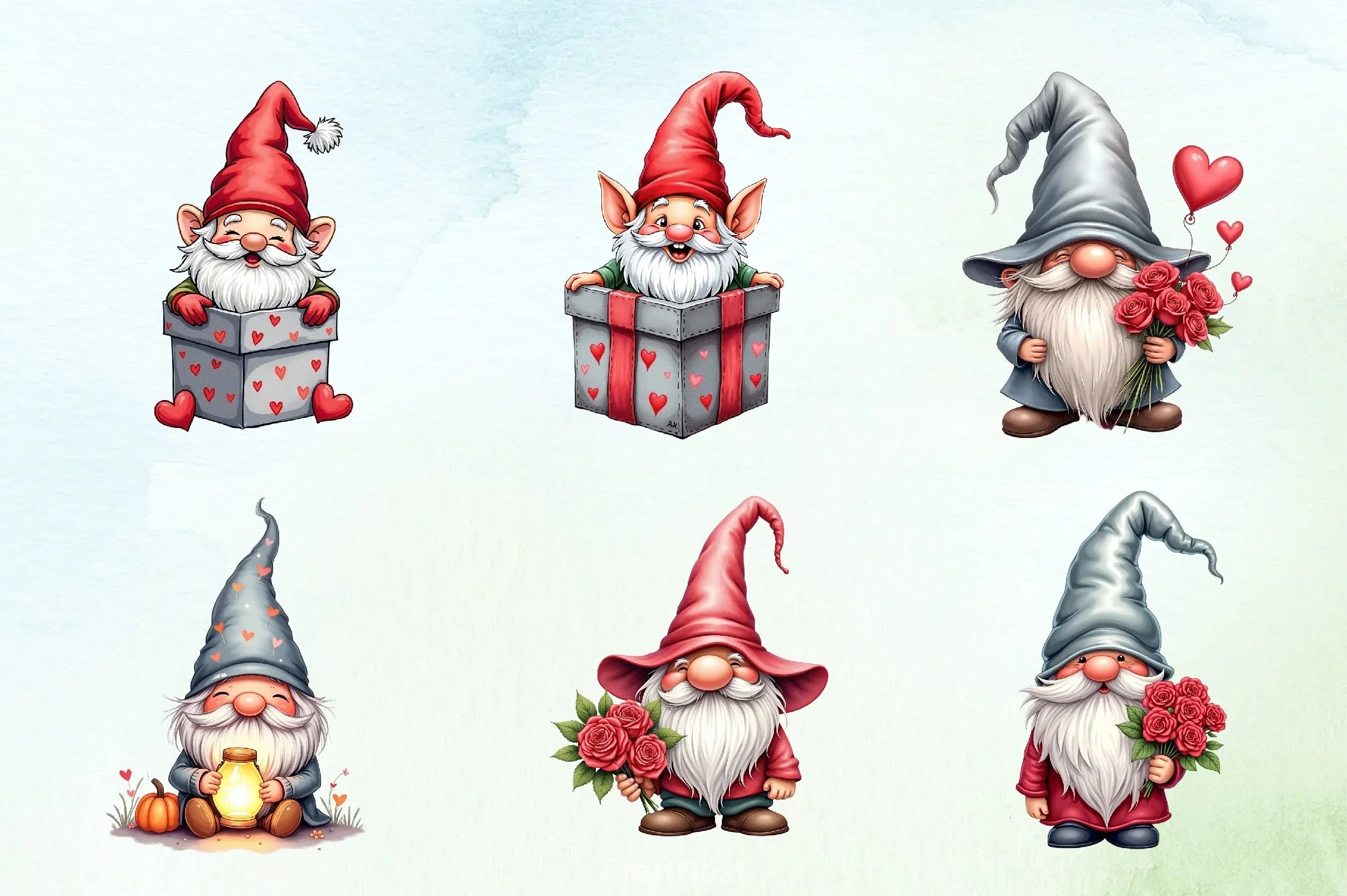 Silver Valentine's Gnome Clipart Bundle - CraftNest - Digital Crafting and Art