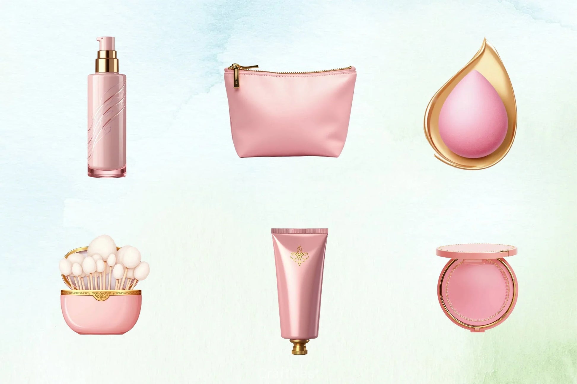 Pink Gold Cosmetics Clipart Bundle 1 - CraftNest - Digital Crafting and Art