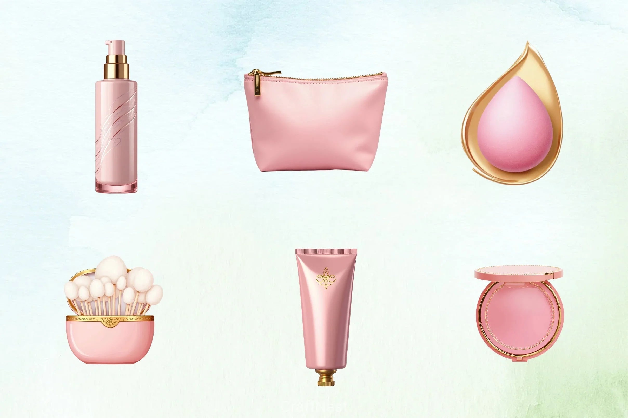 Pink Gold Cosmetics Clipart Bundle 1 - CraftNest - Digital Crafting and Art
