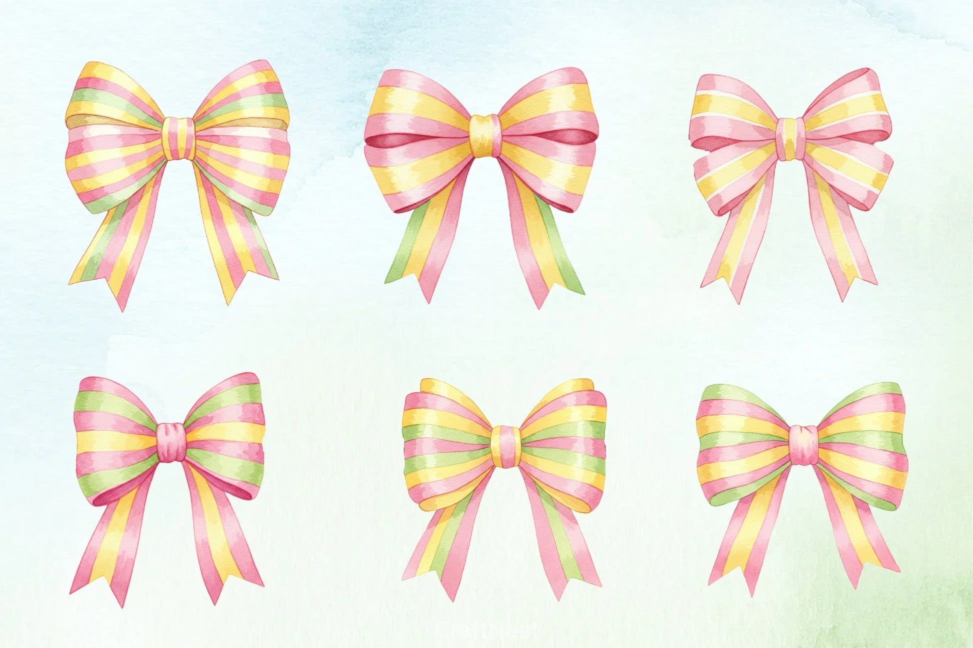 Watercolour Pastel Spring Bows Clipart Bundle - CraftNest - Digital Crafting and Art