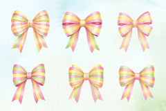 Watercolour Pastel Spring Bows Clipart Bundle - CraftNest - Digital Crafting and Art