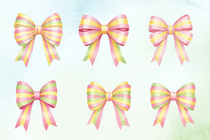 Watercolour Pastel Spring Bows Clipart Bundle - CraftNest - Digital Crafting and Art