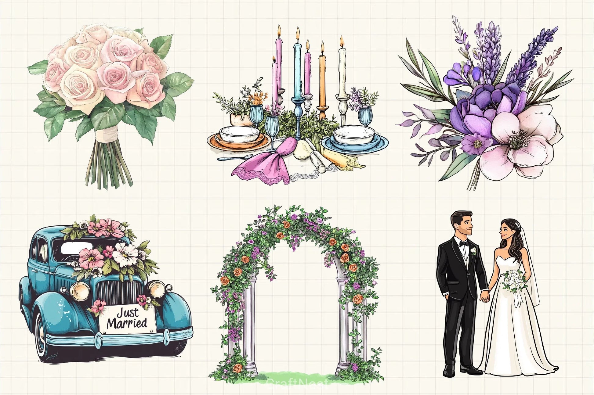 Elegant Wedding Clipart Bundle 2 - CraftNest - Digital Crafting and Art