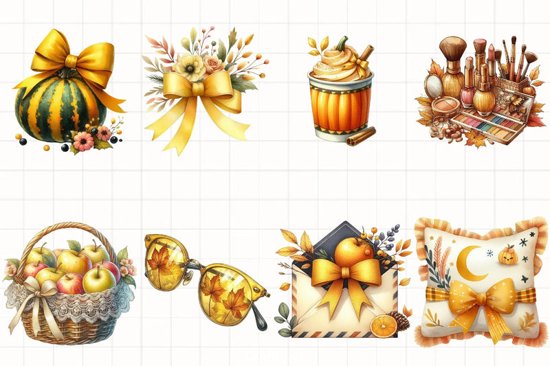 Yellow Coquette Autumn Clipart Bundle - CraftNest - Digital Crafting and Art