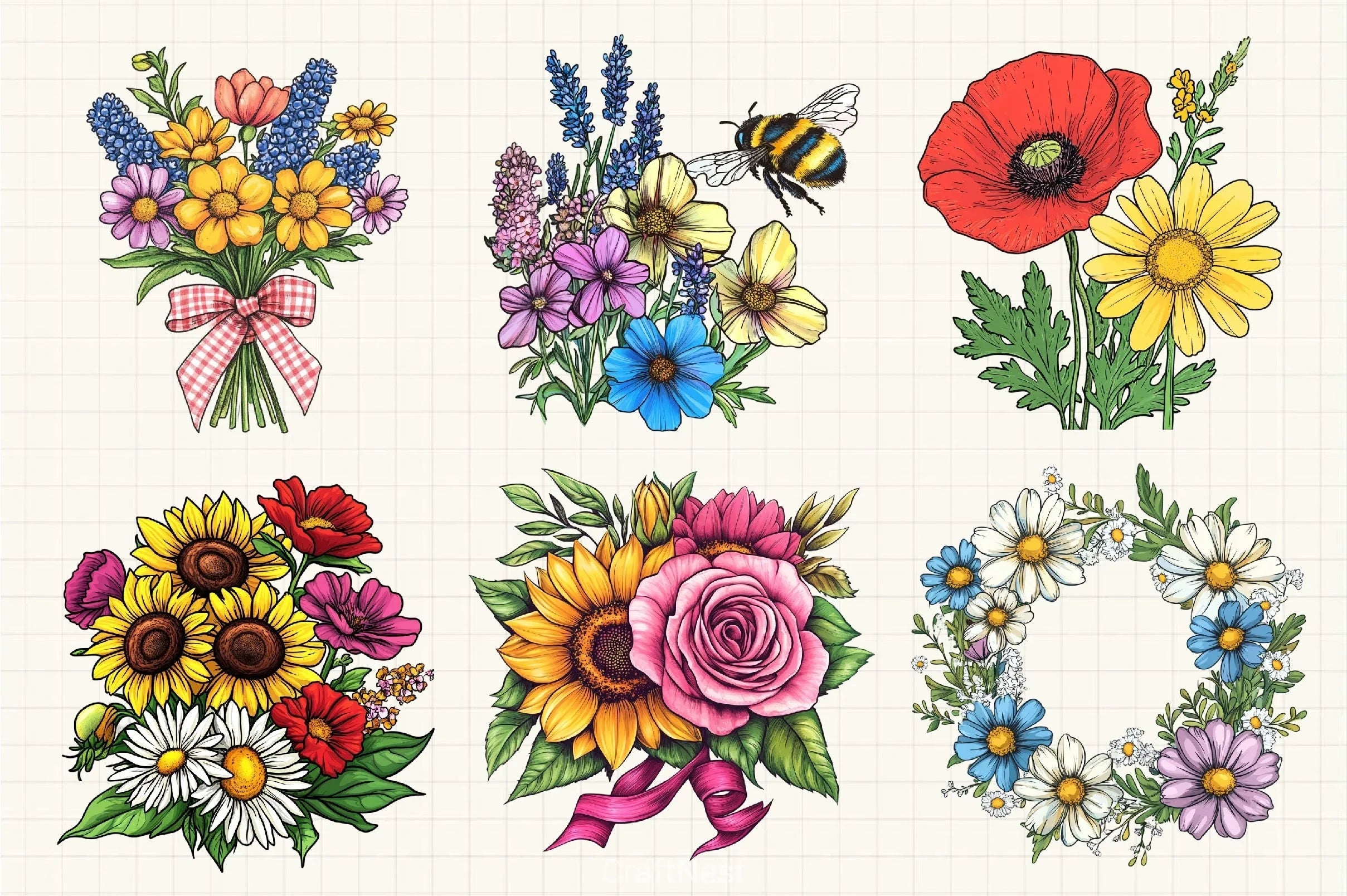 Summer Flowers Clipart Bundle - CraftNest - Digital Crafting and Art