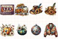 Retro Autumn Clipart Bundle 6 - CraftNest - Digital Crafting and Art