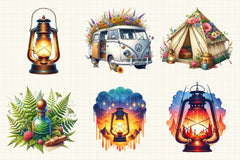 Summer Antique Camping Clipart Bundle - CraftNest - Digital Crafting and Art