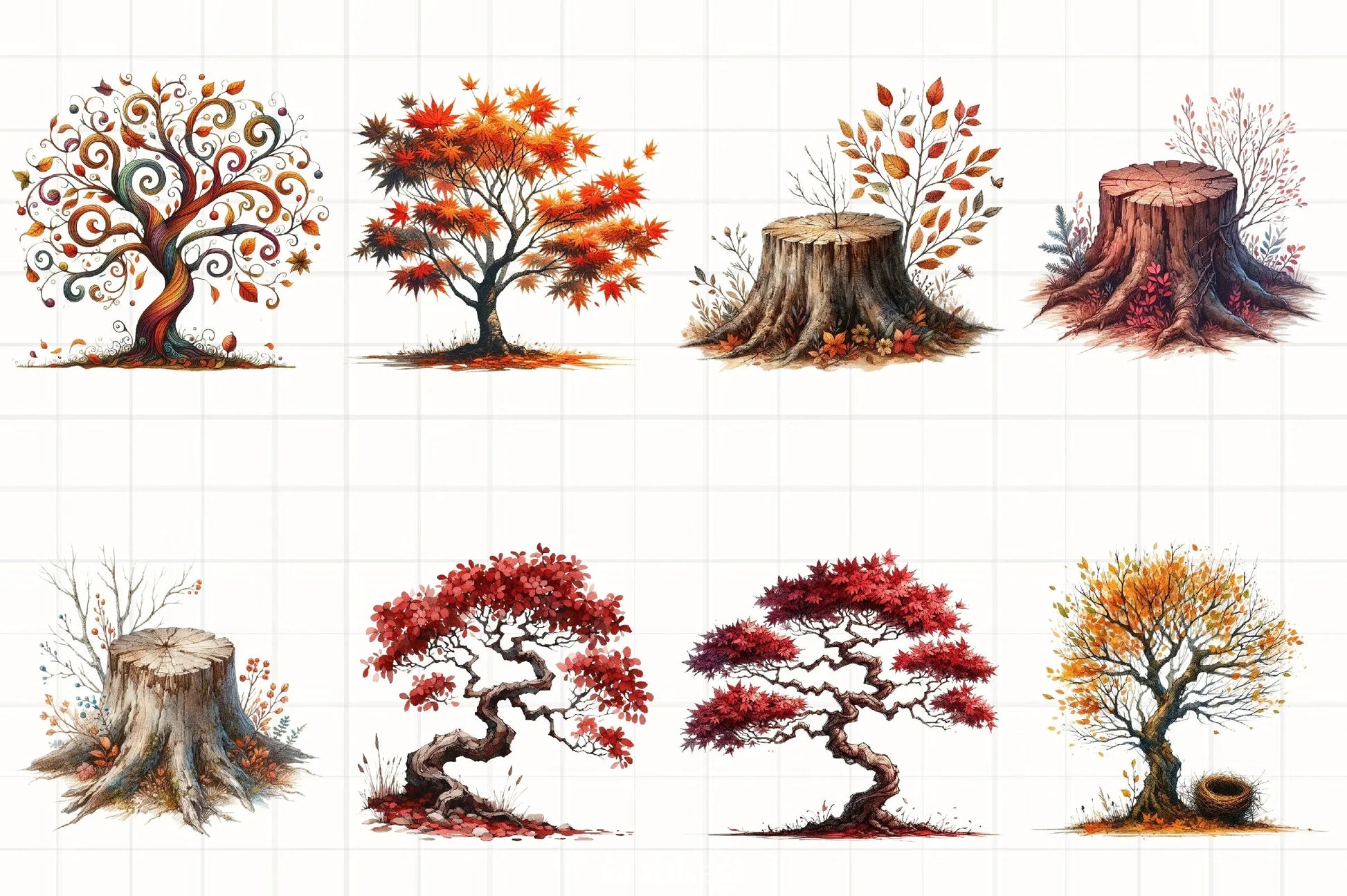 Autumn Tree Clipart Bundle 4 - CraftNest - Digital Crafting and Art