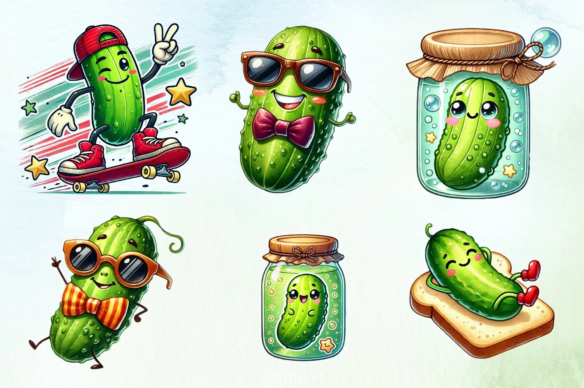 Cute Pickle Clipart Bundle - CraftNest - Digital Crafting and Art