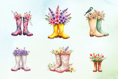 Floral Spring Rubber Boots Clipart Bundle - CraftNest - Digital Crafting and Art