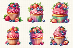 Fruits Cupcakes Clipart Bundle - CraftNest - Digital Crafting and Art