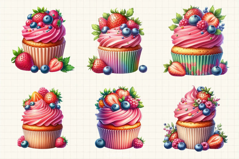 Fruits Cupcakes Clipart Bundle - CraftNest - Digital Crafting and Art