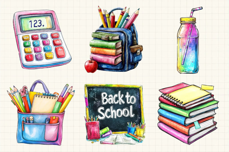 School Supplies Clipart Bundle - CraftNest - Digital Crafting and Art