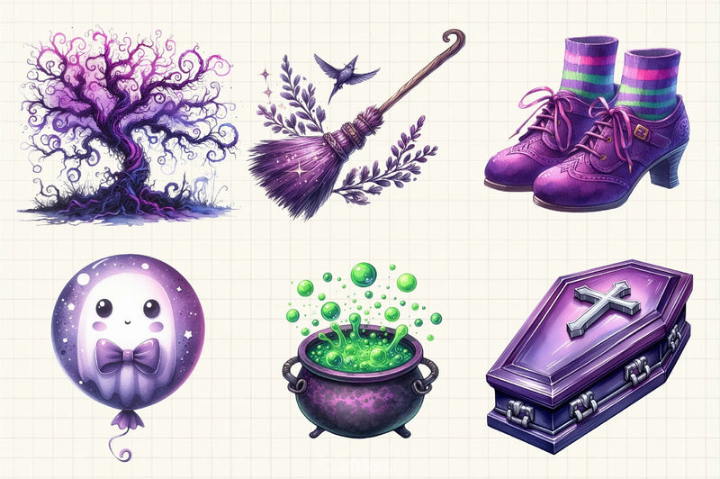 Purple Halloween Clipart Bundle - CraftNest - Digital Crafting and Art