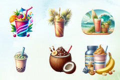 Summer Tropical Smoothie Clipart Bundle - CraftNest - Digital Crafting and Art