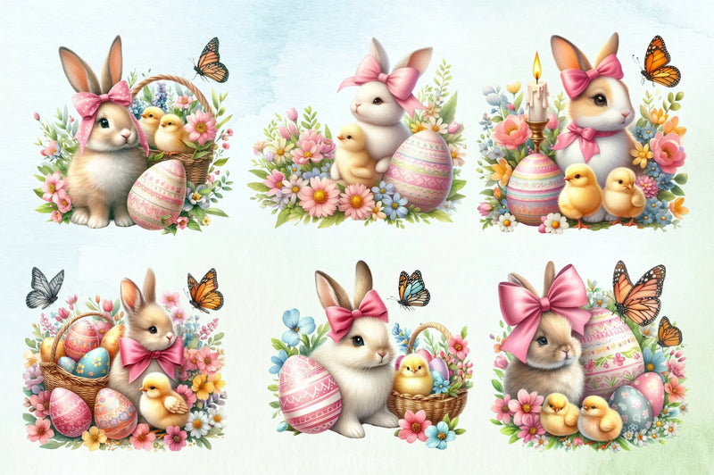 Cute Easter Bunny Clipart Bundle - CraftNest - Digital Crafting and Art