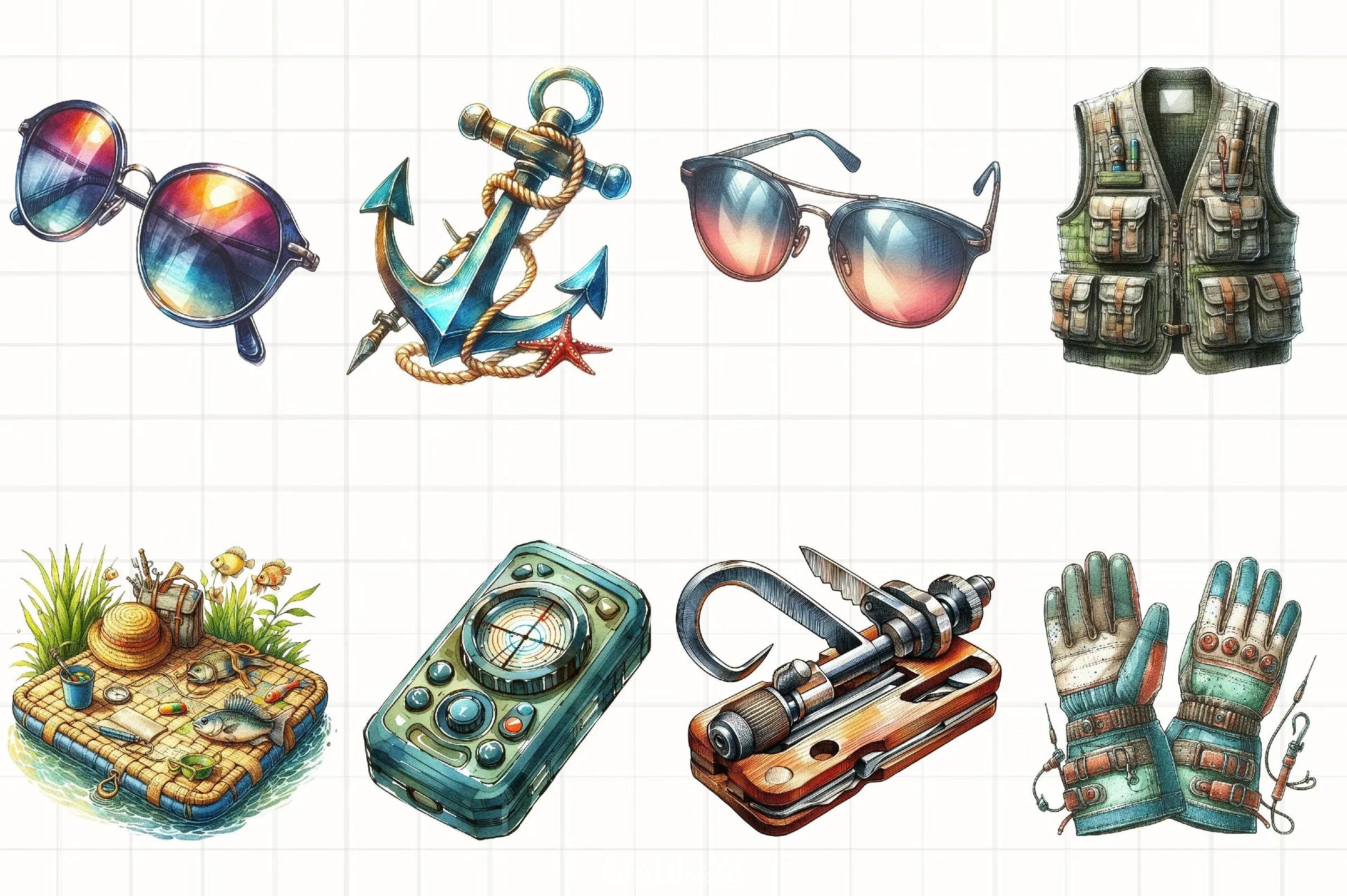 Summer Fishing Clipart Bundle - CraftNest - Digital Crafting and Art