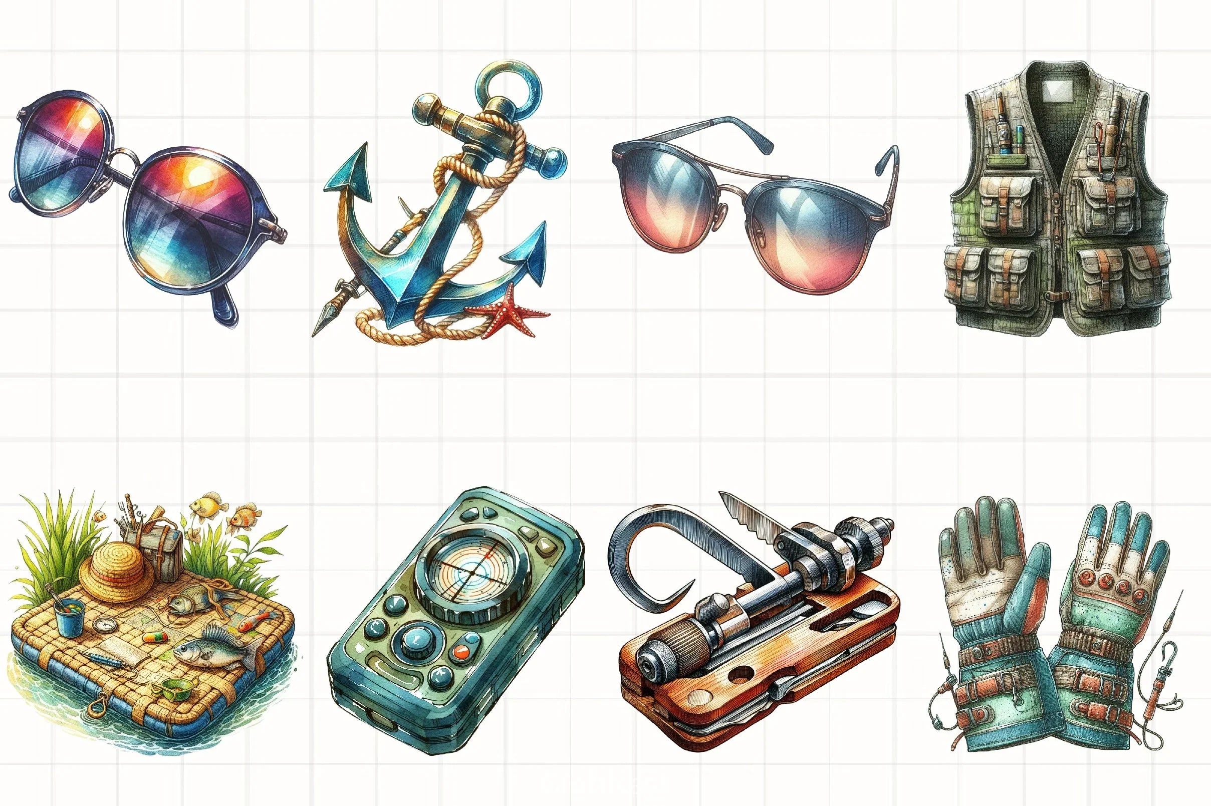 Summer Fishing Clipart Bundle - CraftNest - Digital Crafting and Art