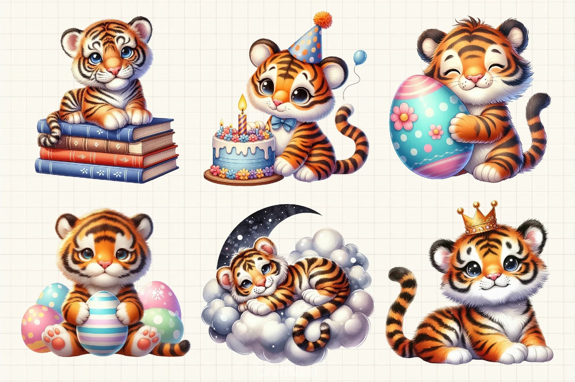 Cute Tiger Clipart Bundle - CraftNest - Digital Crafting and Art