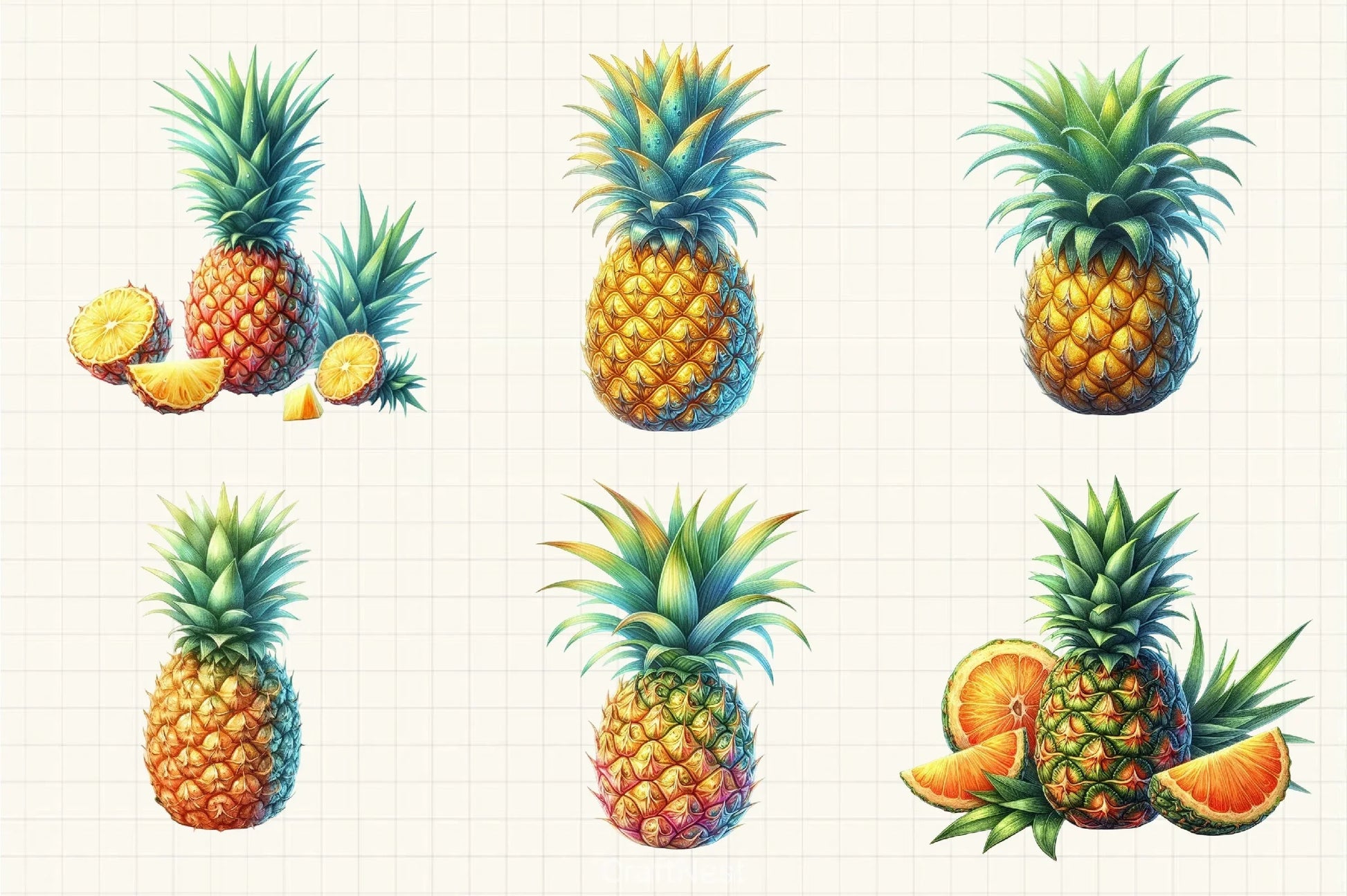 Pineapple Clipart Set 4 - CraftNest - Digital Crafting and Art