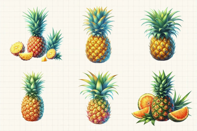 Pineapple Clipart Set 4 - CraftNest - Digital Crafting and Art