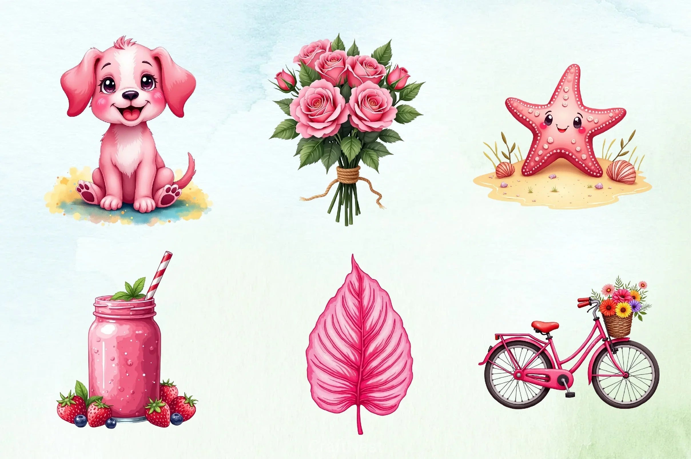 Pink Summer Clipart Bundle 7 - CraftNest - Digital Crafting and Art