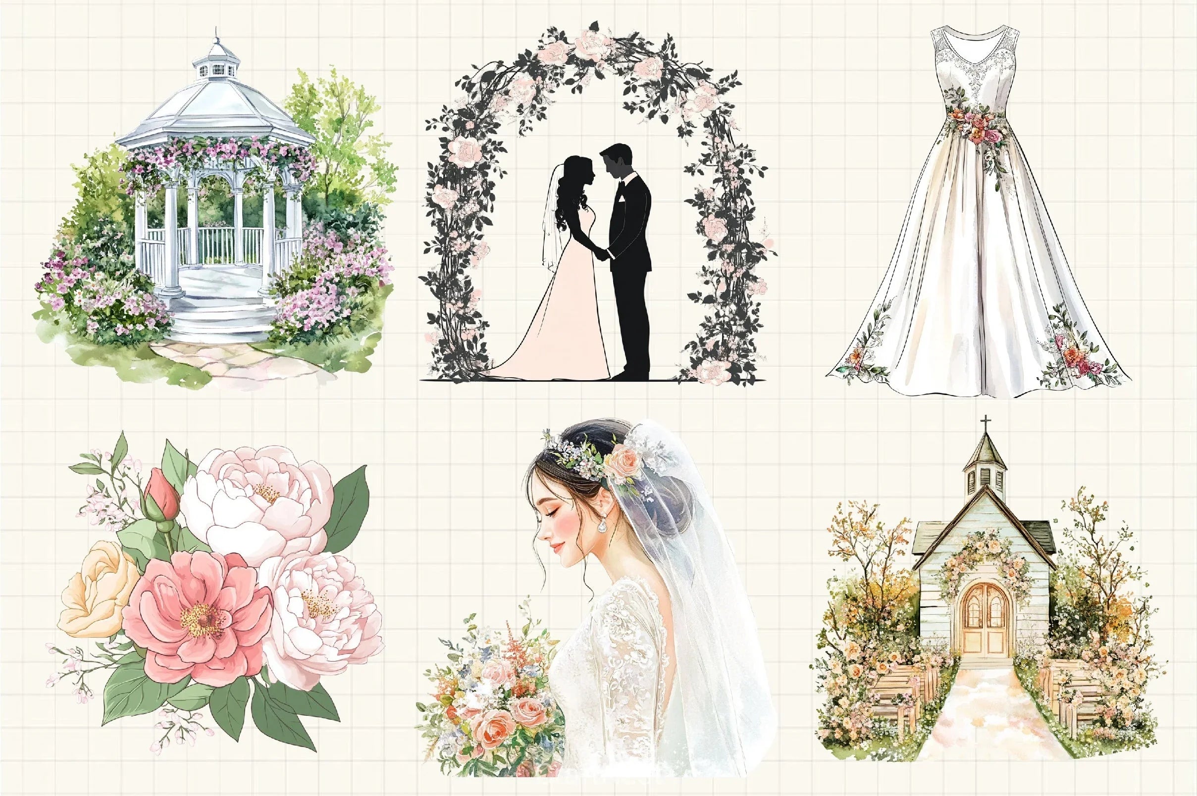 Elegant Wedding Clipart Bundle 1 - CraftNest - Digital Crafting and Art