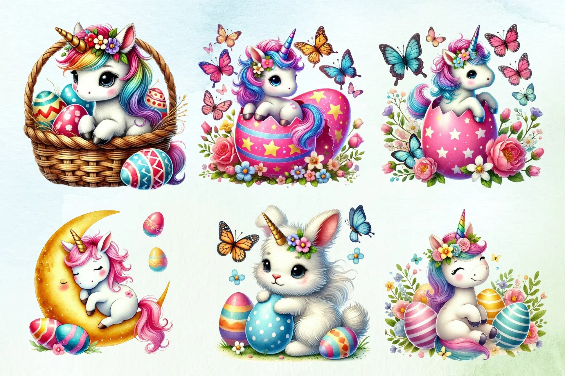Newborn Unicorn Easter Clipart Bundle - CraftNest - Digital Crafting and Art