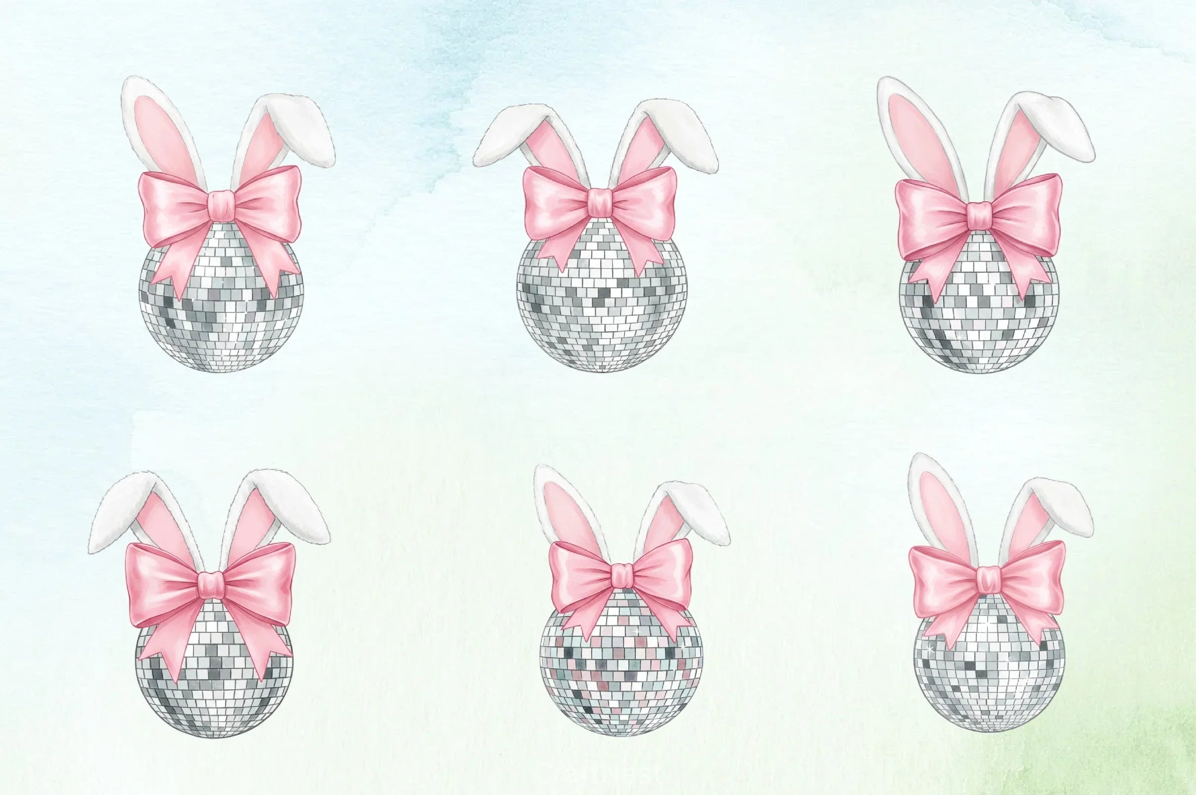 Disco Ball Bunny Easter Clipart Bundle - CraftNest - Digital Crafting and Art