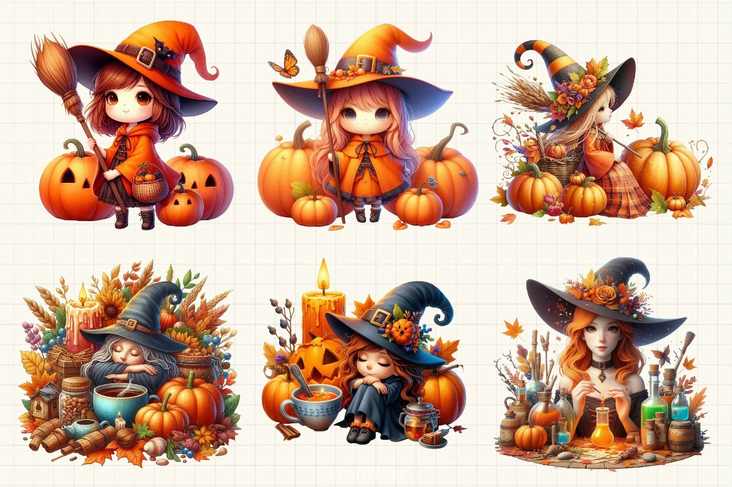 Witch Autumn Clipart Bundle 1 - CraftNest - Digital Crafting and Art