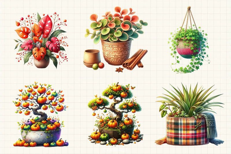 Autumn Houseplant Clipart Bundle - CraftNest - Digital Crafting and Art