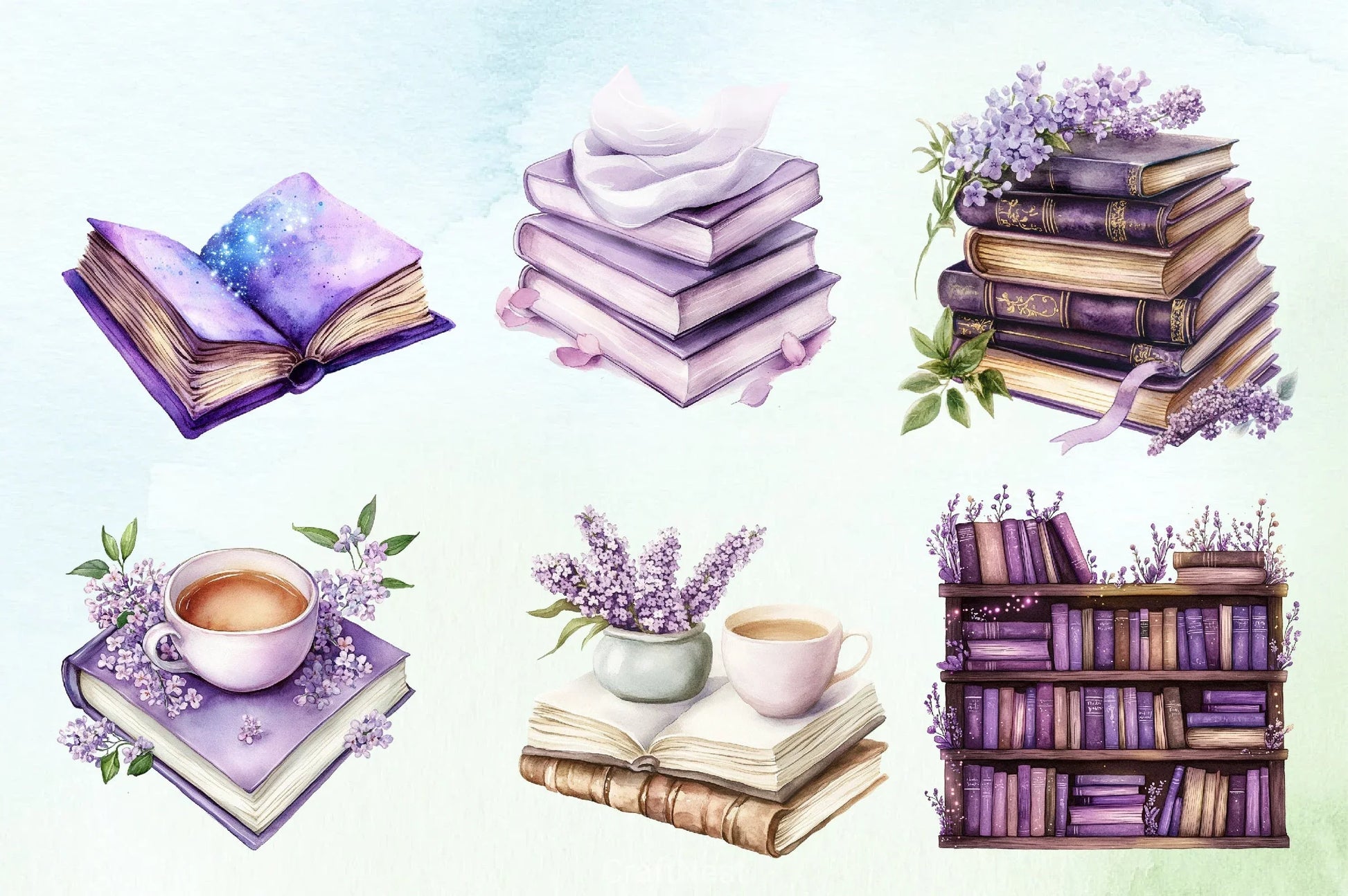 Spring Books Purple Clipart Bundle - CraftNest - Digital Crafting and Art