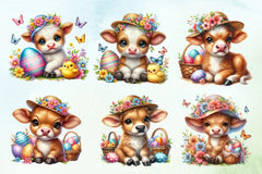 Easter Highland Cow Clipart Bundle 9 - CraftNest - Digital Crafting and Art