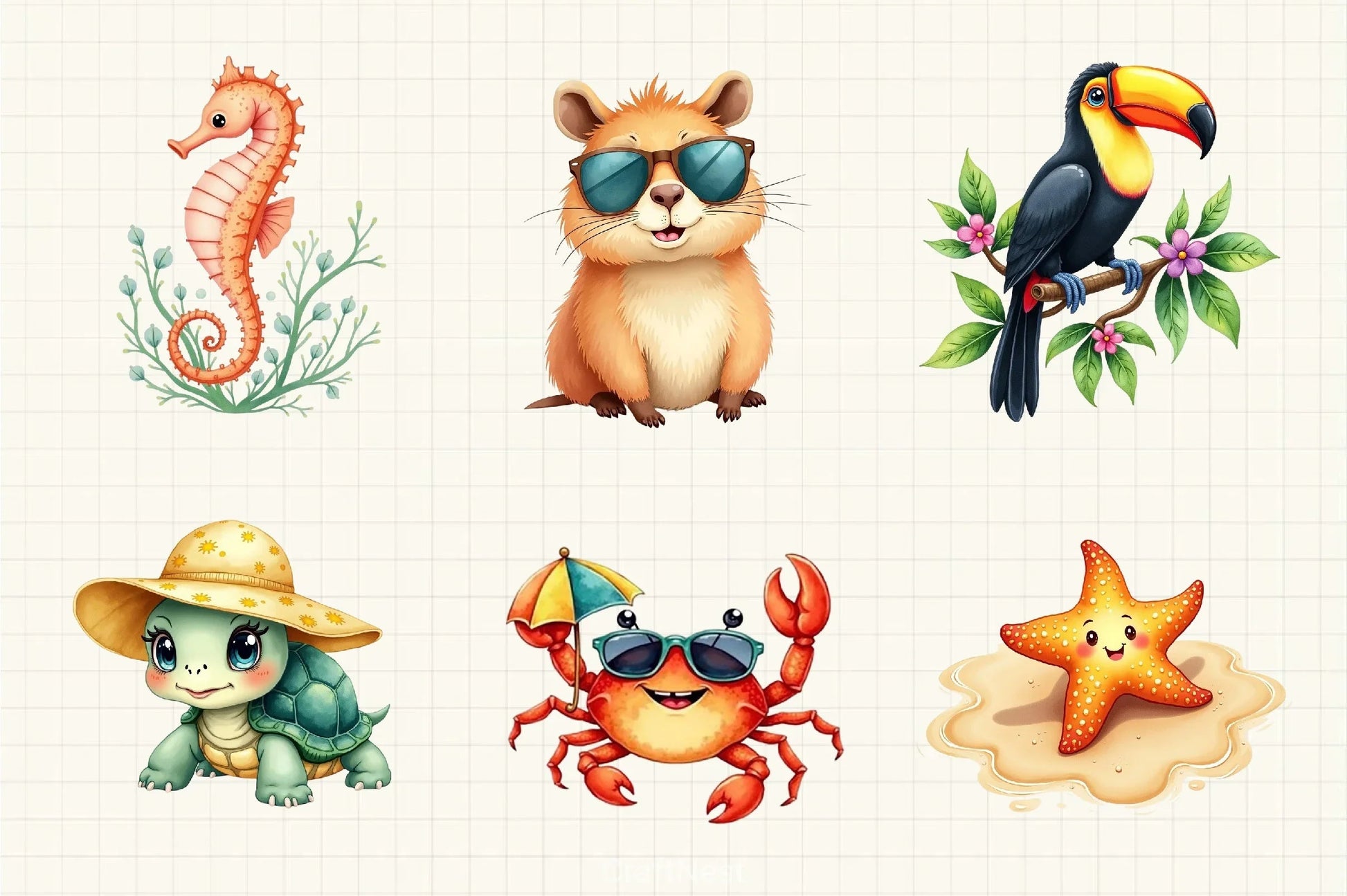 Tropical Summer Animals Clipart Bundle - CraftNest - Digital Crafting and Art