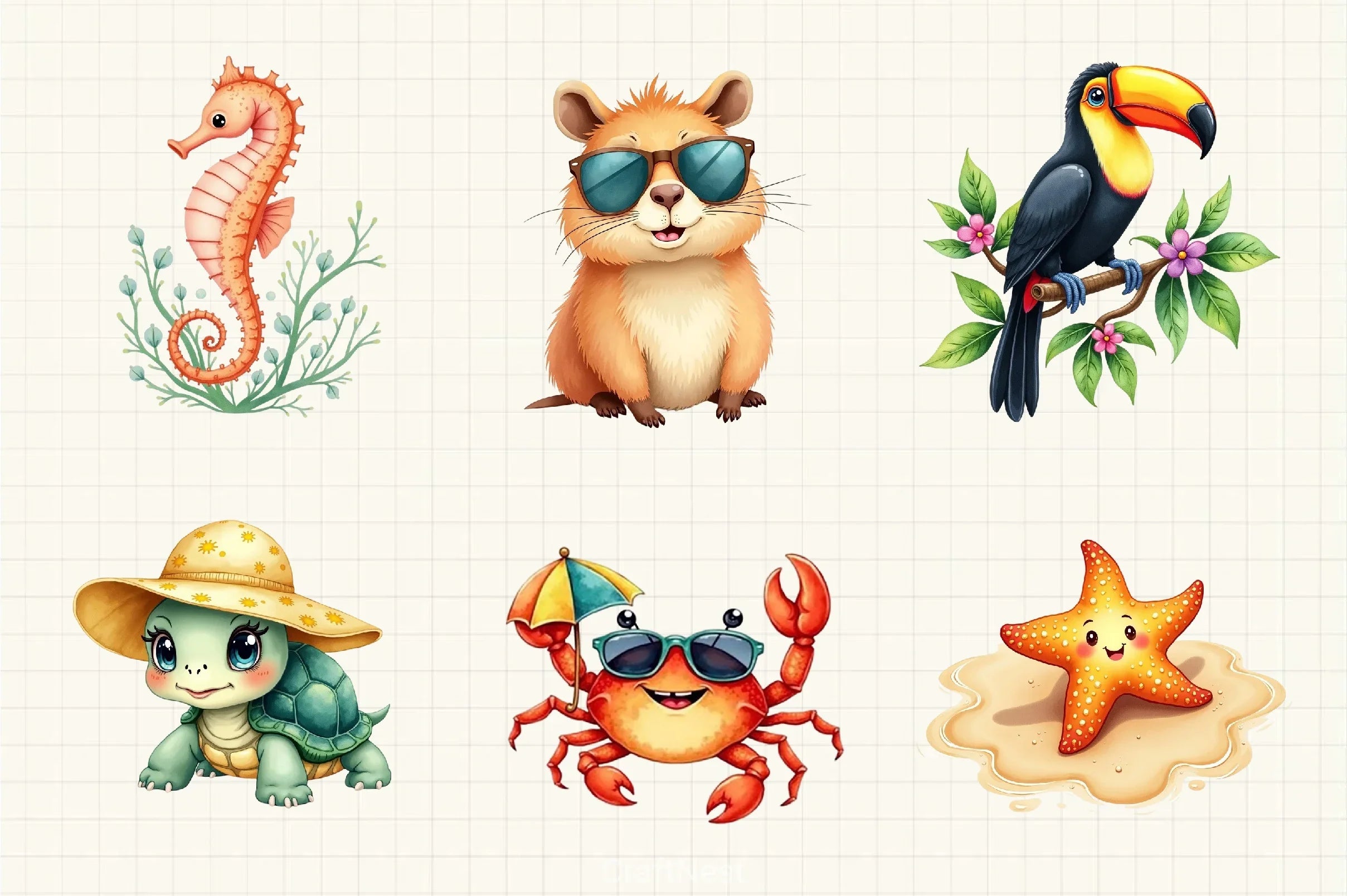 Tropical Summer Animals Clipart Bundle - CraftNest - Digital Crafting and Art