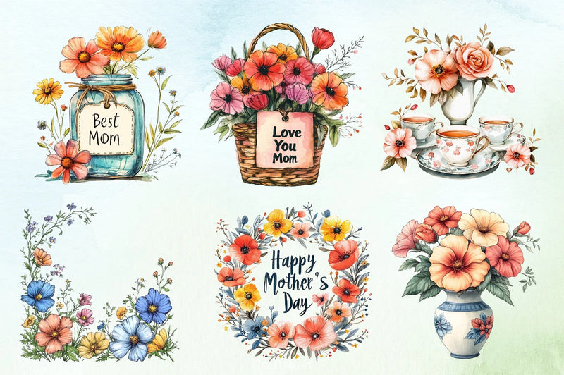 Floral Mother's Day Clipart Bundle 2 - CraftNest - Digital Crafting and Art