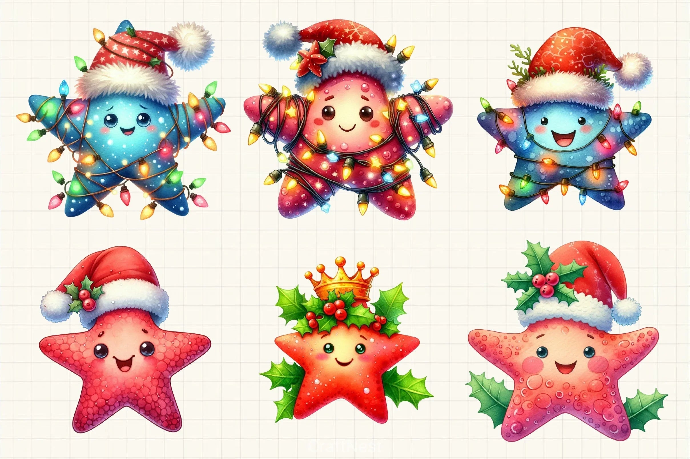 Funny Christmas Sea Star Clipart Bundle - CraftNest - Digital Crafting and Art