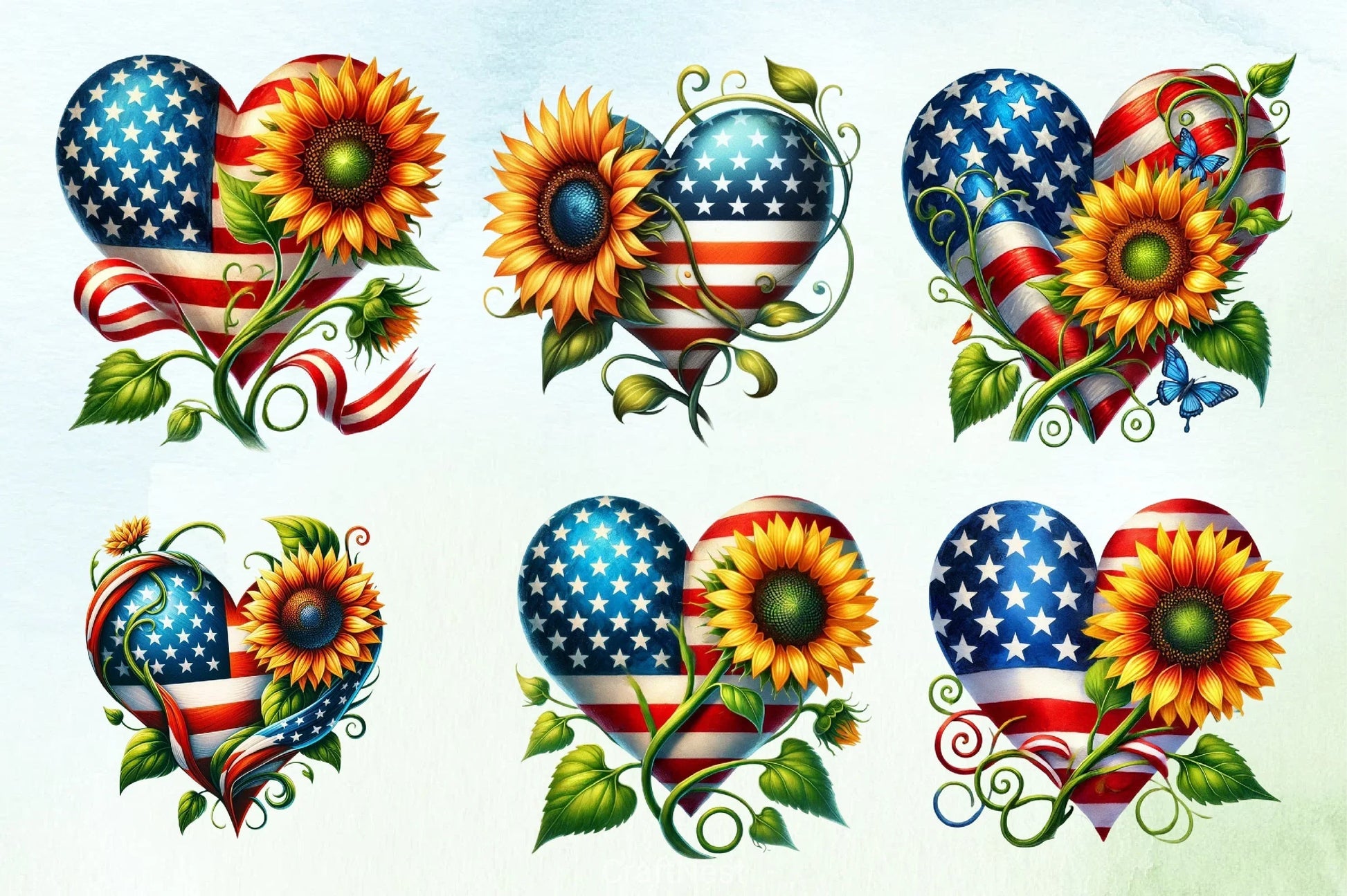 Sunflowers 4th July Clipart Bundle - CraftNest - Digital Crafting and Art