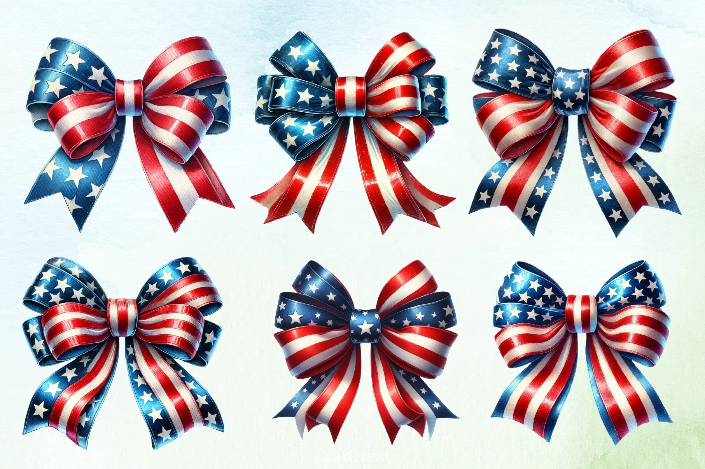 4th of July Bow Clipart Bundle 4 - CraftNest - Digital Crafting and Art