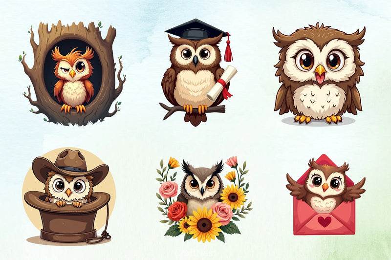 Funny Owl Peeking Clipart Bundle - CraftNest - Digital Crafting and Art