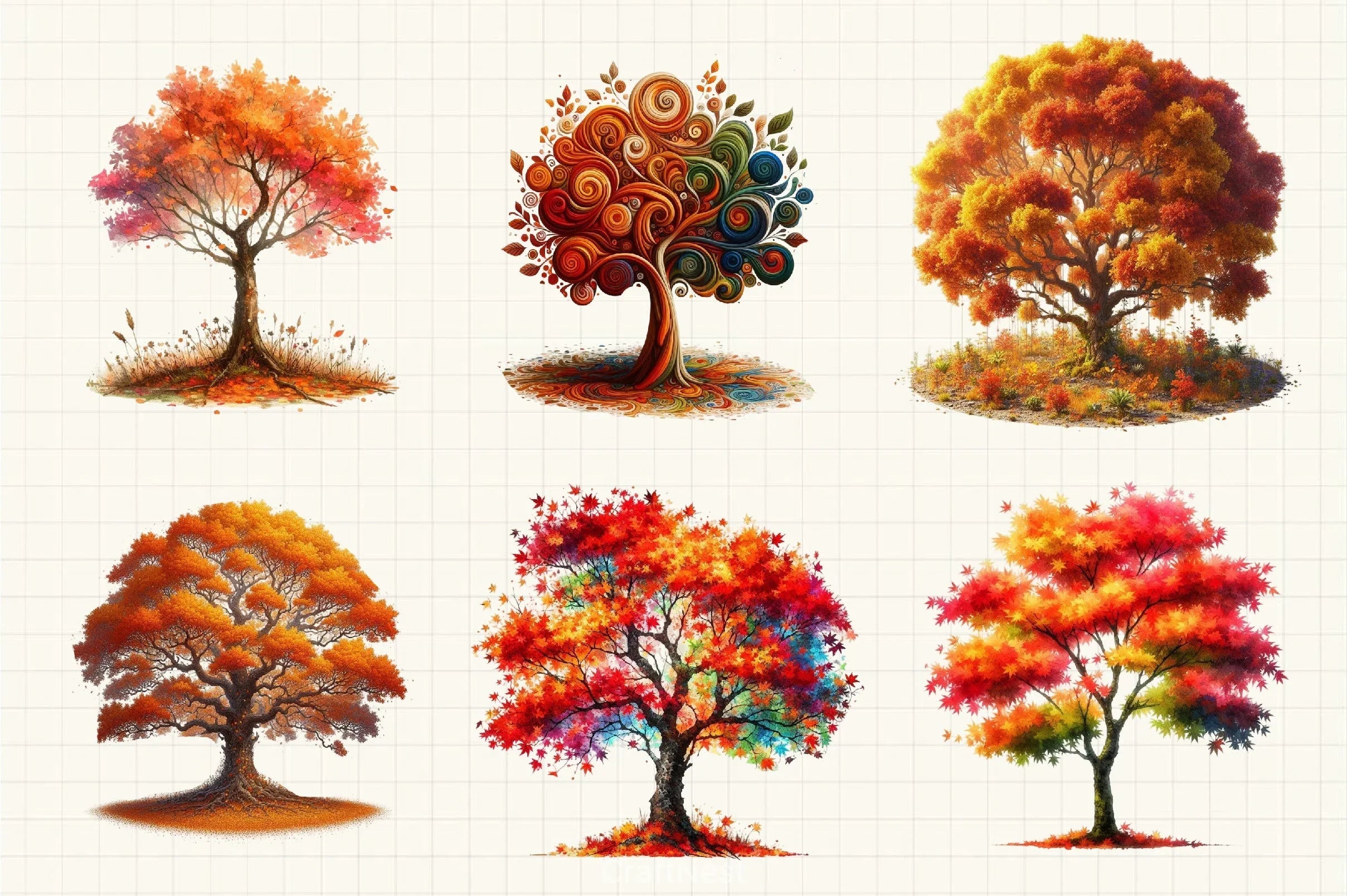 Autumn Tree Clipart Bundle - CraftNest - Digital Crafting and Art