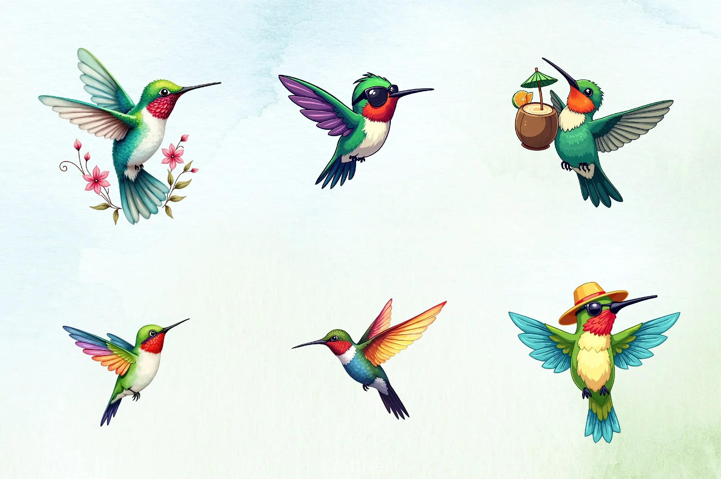 Cute Dabbing Hummingbird Clipart Bundle 8 - CraftNest - Digital Crafting and Art
