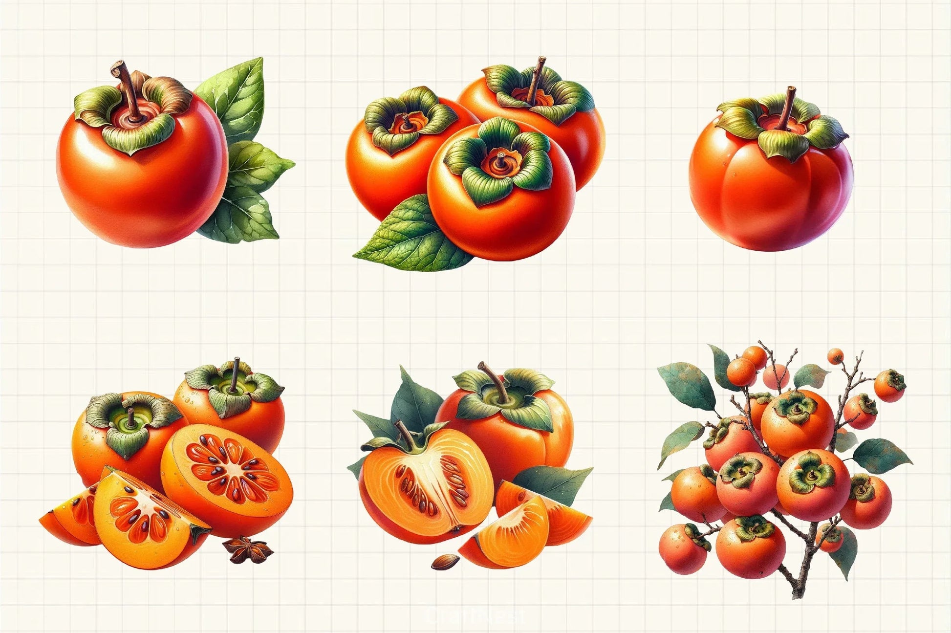 Persimmon Fruit Clipart Bundle - CraftNest - Digital Crafting and Art