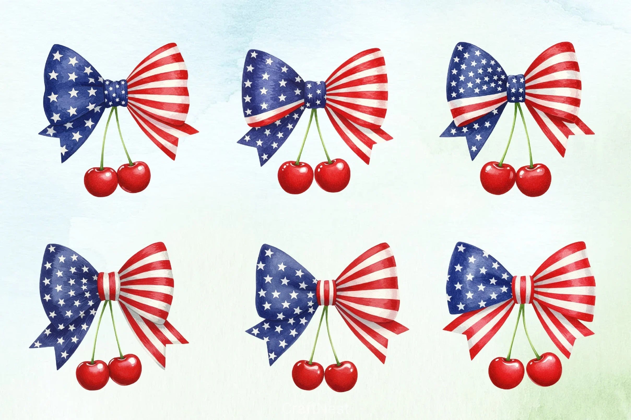4th of July Cherry Bow Clipart Bundle 3 - CraftNest - Digital Crafting and Art