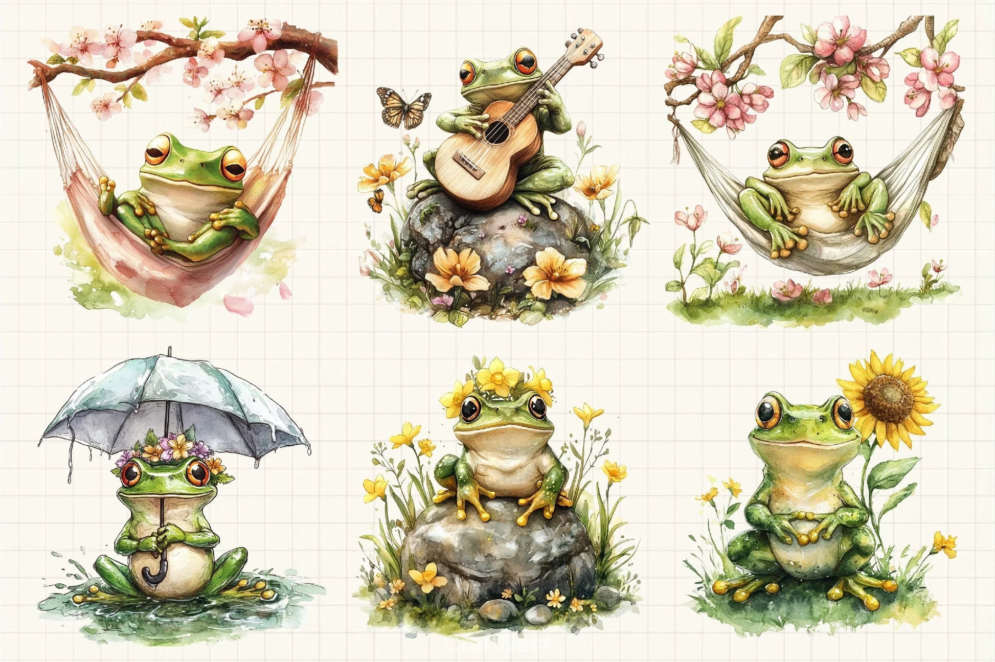 Spring Frogs Clipart Bundle - CraftNest - Digital Crafting and Art